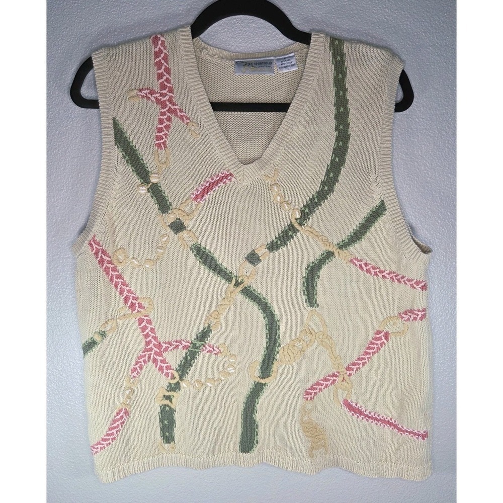 Vintage Sportif Monte Carlo Sweater Vest Rope Chain Nautical Knit L‎